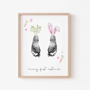 Bunny & Carrot Footprint Plaque Template: My First Easter Newborn Feet Print (Memory Box File)