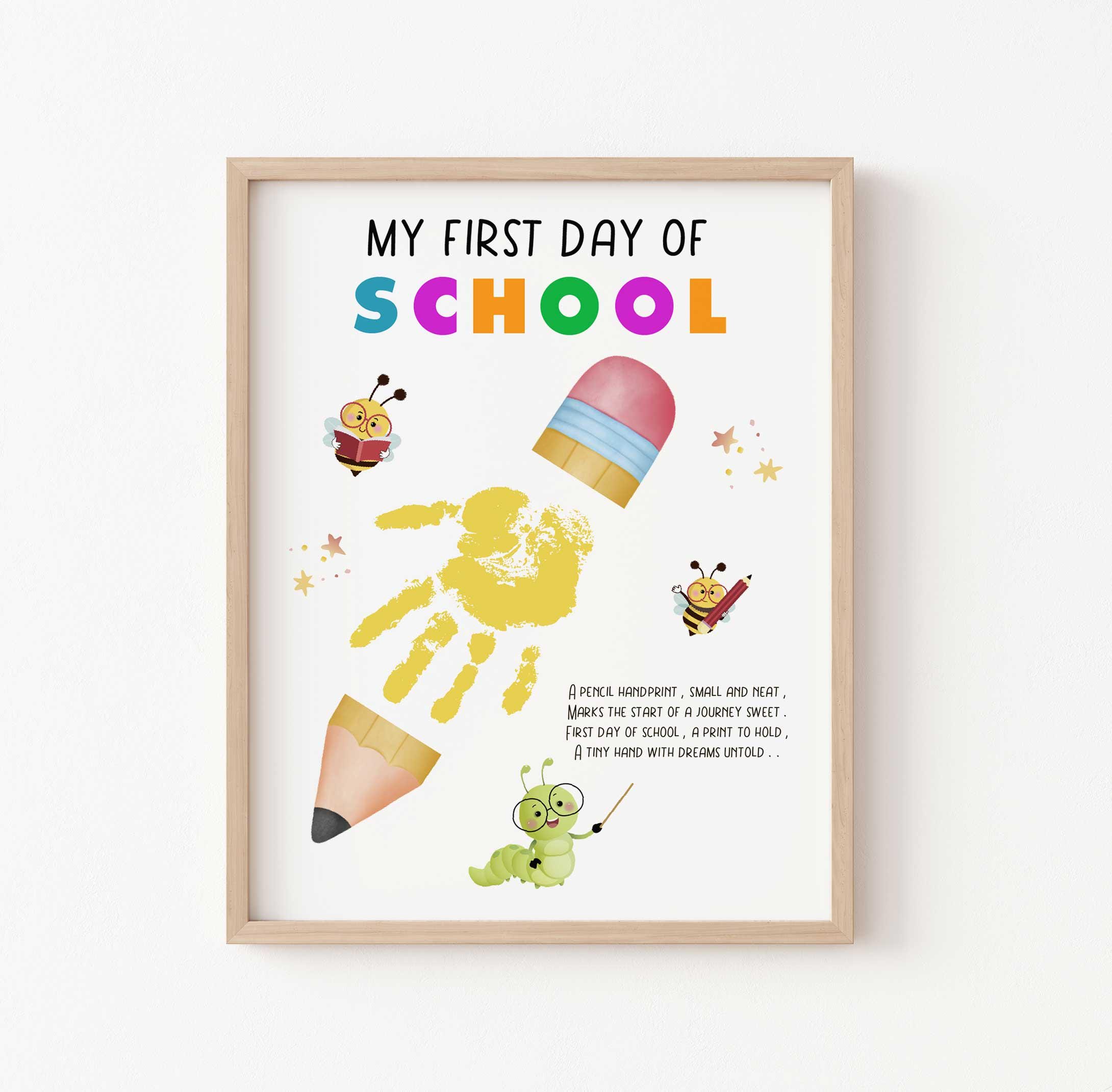 Back to School Handprint Craft Template: Pencil Hand Art for First Day ...