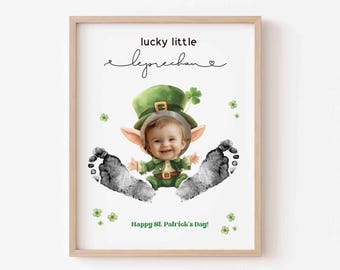 Personalized St Patricks Day Footprint Craft: Leprechaun Newborn Feet Art (Infant Keepsake DIY)