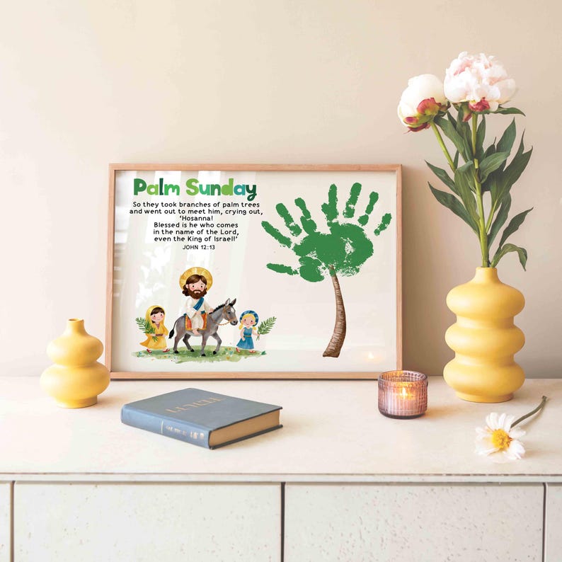 Palm Sunday Handprint Art: Easter Craft Printable Church, Christian ...