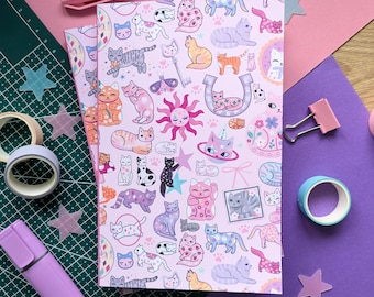 Cat Collage Dot Grid Notebook, Kawaii Cats, Cat Lover Gift