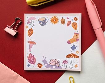 Cosy Autumn Cottagecore Memo Pad, Fall Stationery