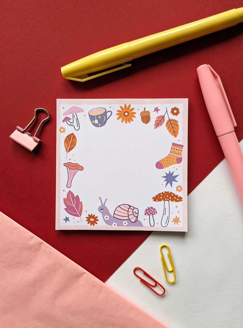 Cosy Autumn Cottagecore Memo Pad, Fall Stationery image 1