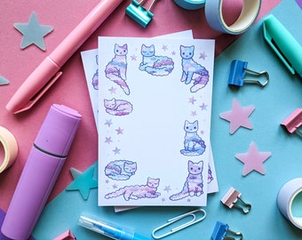 Cloud Kittens Mini Notepad, Pastel Cats Memo Pad, Cat Stationery, Cat Gift