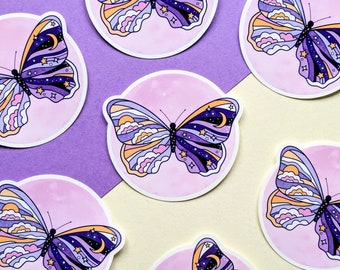 Butterfly Moon Magical Vinyl Sticker, Whimsigoth Butterfly Sticker, Journalling, Scrapbooking