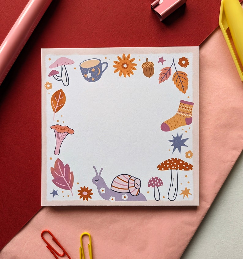 Cosy Autumn Cottagecore Memo Pad, Fall Stationery image 3