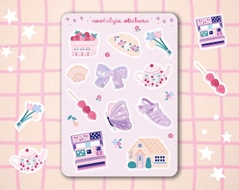 Nostalgic 90's Cottagecore Sticker Sheet, Journalling, Scrapbooking, Bullet Journal