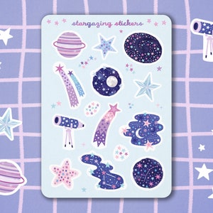 Feuille d'autocollants observation des étoiles célestes, feuille d'autocollants espace, tenue d'un journal, scrapbooking, Bullet Journal