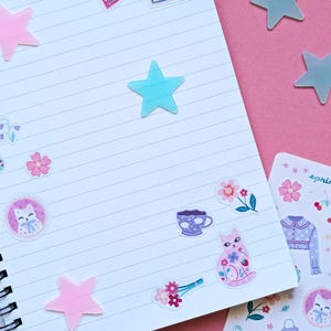 Kawaii Spring Kittens Sticker Sheet: Pastel Cat Stickers immagine 4