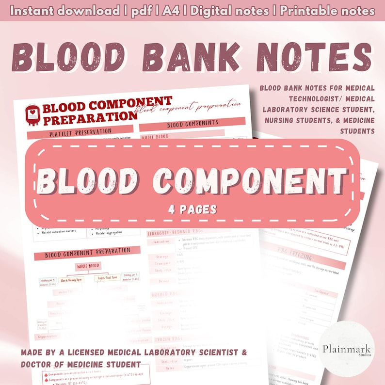 Blood Bank Notes PDF | Medtech Study Guide, ASCP Exam, Blood Component ...