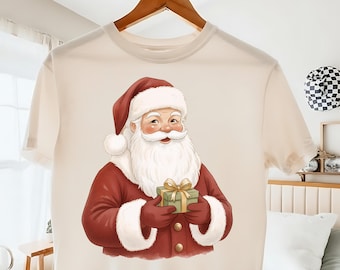 Cute Santa Claus PNG, Vintage Christmas Santa Clipart, Watercolor Holiday Sublimation Design, Festive Christmas Graphic