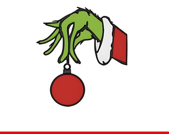 Green Christmas Hand Ornament PNG – Festive Holiday Clipart, Funny Xmas Character Hand, Sublimation Digital Download