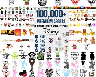 100000+Designs Cartoon Character SVG Bundle,Cute Baby Alien Mouse Princess Lion Clipart Png Dxf Eps,Sublimation Cricut Files