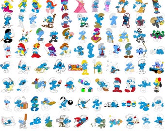 200+Smurfs Svg Files Cute Cartoon Smurfs Bundle Birthday Party Decor Instant Digital Download