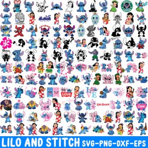 243+Lilo und Stitch Clip Art Bundle Einzigartige Designs Cricut, Silhouette Vektor-Dateien für Handwerk und DIY