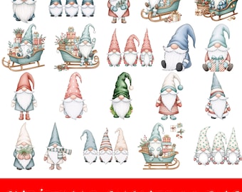 Christmas Gnomes PNG Bundle – Cute Winter Gnome Clipart Set, Holiday Sublimation Graphics, Nordic Xmas Stickers, 20 PNG Files