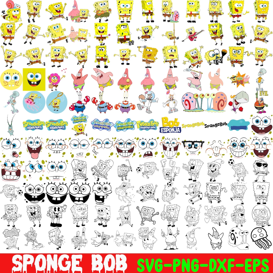 130+funny Cute Ocean Sponge Stickers – Retro Cartoon Character Vinyl ...