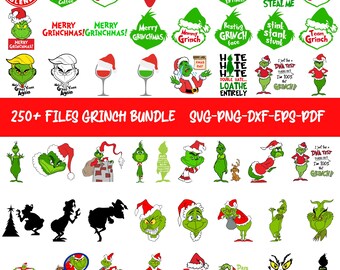 Christmas Grinch SVG Bundle 250+ Files – Funny Holiday Svg Png Dxf Eps, Grinchmas Designs, Cricut Silhouette Cut Files