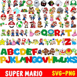 330 + Super Mario SVG-Bundle, Mario PNG Clipart, Mario Schriftart, Mario Familie SVG, Cricut Cut Dateien, Sublimationsdesigns