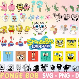 1000+ Files Bundle Layered Item, , +400 Unique Designs,  SandyCheeks, Plankton, Squidward, Garry, Patr, MrCrabs, Cricut, Clipart, Cut File