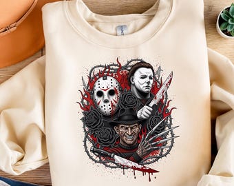 Midnight Slashers Squad PNG – Horror Killer Sublimation Design, Dark Gothic Halloween Clipart, Scary Movie Art Digital Download