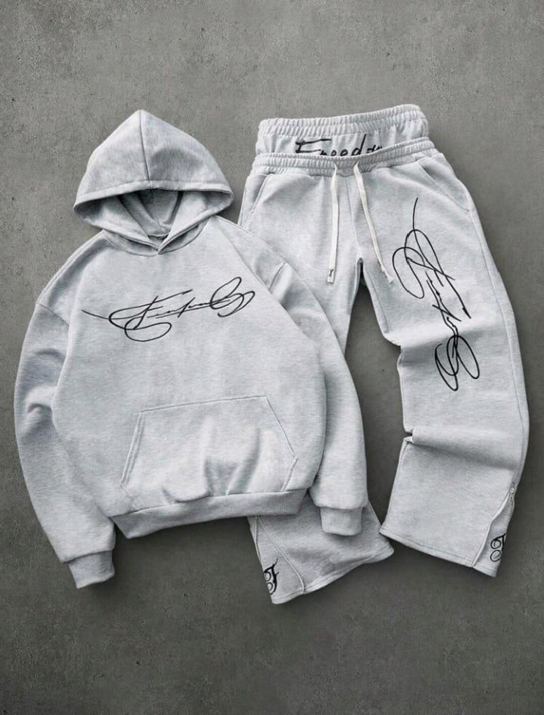 Grey Tracksuit Set Unisex Hoodie & Joggers Signature Streetwear Etsy — free download