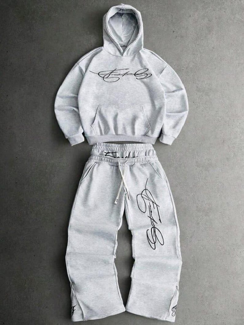 Grey Tracksuit Set Unisex Hoodie & Joggers Signature Streetwear Etsy — free download