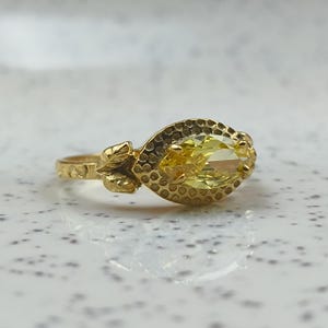 Genuine 14k Vermeil Citrine Ring ~ 925 Sterling Silver Wedding Anniversary Gift Ring For Women&#39;s ~ Handmade November Birthstone Dainty Ring