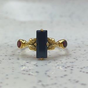 Black Onyx Ring, 925 Silver Ring, Gold Plated Ring, Baguette Gemstone, Bold Onyx Ring, Handmade Jewelry, Fashion accessory, Luxe black Ring