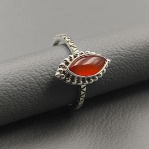 Carnelian Ring , 925 Silver Ring, Solid Carnelian Silver Ring, Marquise Cut Carnelian Ring, Unique Band Ring, Anniversary Gift, Wedding Gift