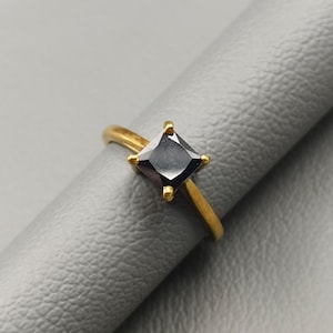 Black Onyx Ring, 14k Gold Plated Ring, Precious Black Onyx Ring, Handmade Ring, Statement Ring, Dainty Ring, Ring For Women, Gemstone Ring
