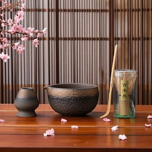 Japanese Matcha Tea Set – Traditional Bamboo Whisk Bowl Scoop Kit | Zen Ceremony Gift | Christmas Tea Lover Present | Holiday Kitchen Decor