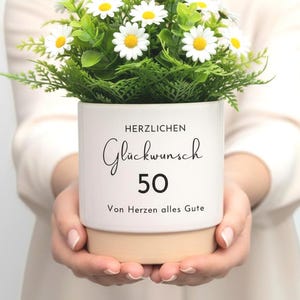 Personalisiertes Geschenk mit Zahl | Blumentopf mit Wunschzahl & Spruch | Individuelles Geburtstagsgeschenk | Geschenk für Jubiläum