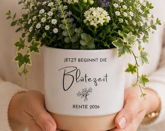 Personalized flower pot for retirement | Retirement gift | Pension present | Farewell gift ceramic flower pot