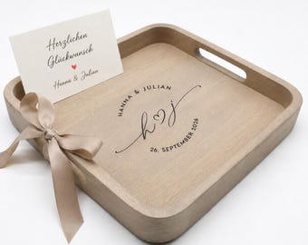 Personalized Wedding Gift Tray | Engagement | Anniversary | Gift for Couples | Engraved Names & Date | Serving Tray | Cash Gift