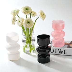 Colorful Wavy Glass Vase Set – Modern Pastel Home Decor