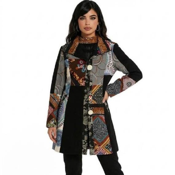 Adore Patchwork Print Jacket Size Small Boho Chic… - image 1