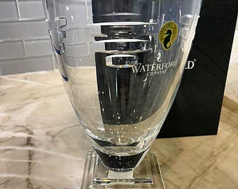Waterford Crystal METROPOLITAN Vase Art Deco Square Foot 8&quot; New in Box