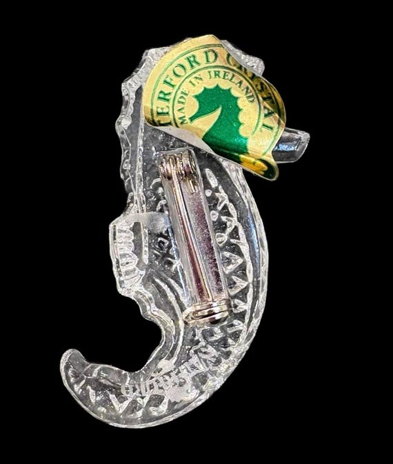 Vintage Waterford Crystal Seahorse Brooch Pin Ocean Life Nautical Sea  Creature