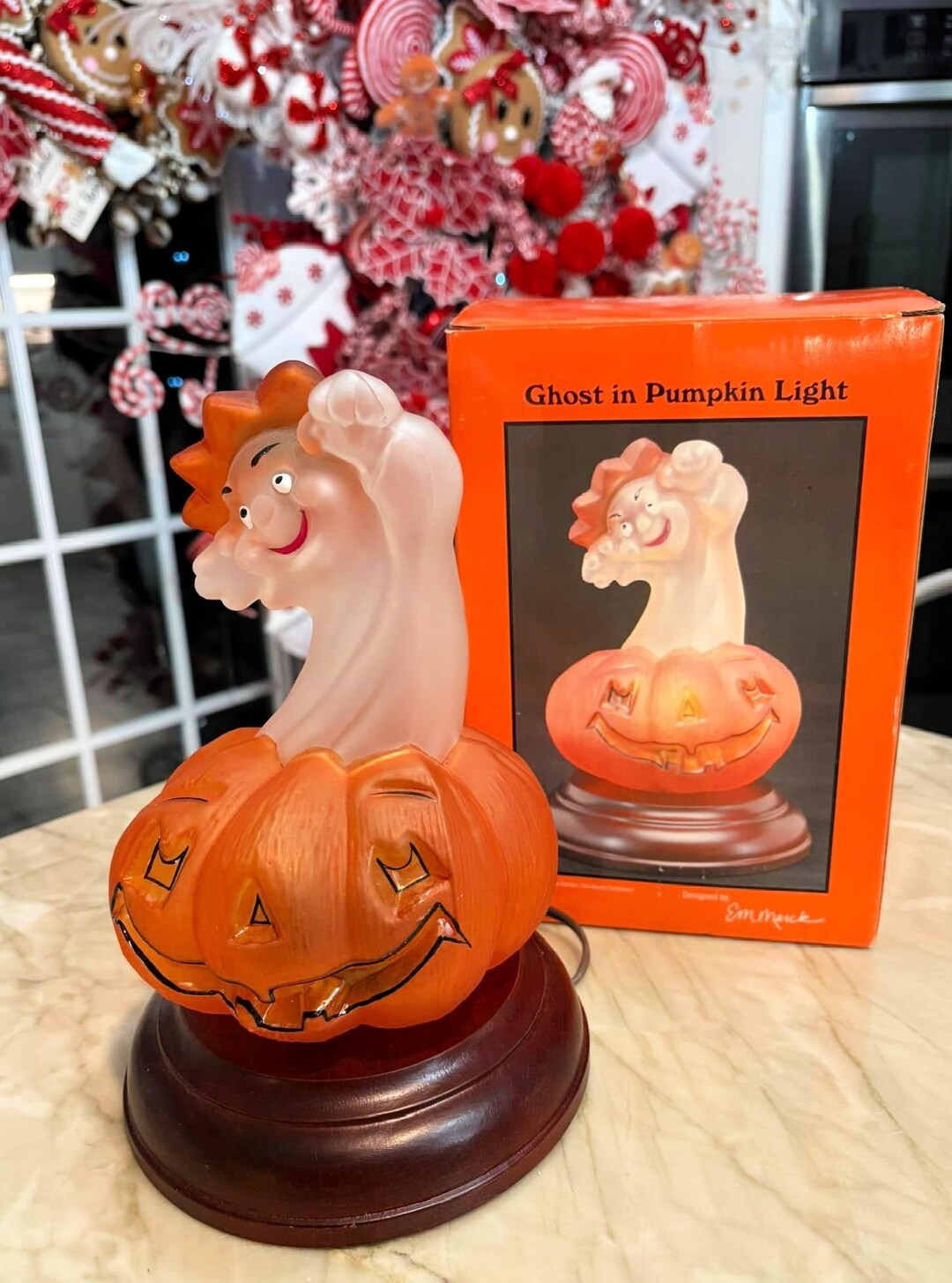 Merck Old World Christmas Ghost in Pumpkin Fall Halloween Light RETIRED ...