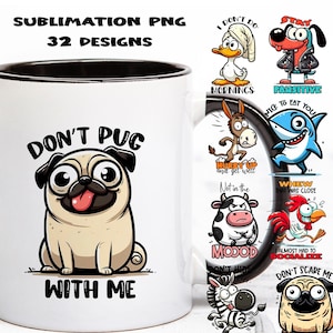 Funny Animal PNG Bundle: Sarcastic Clipart Designs for Sublimation