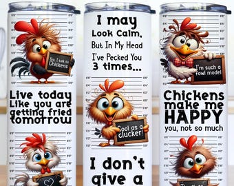 Funny Chicken Coffee Quote Tumbler Wrap | 20 oz PNG | Farm Animal Sublimation Design