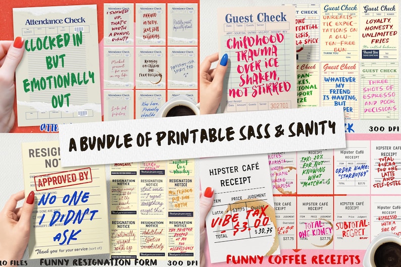 Sarcasm Form Funny Printable Forms Bundle: Sarcastic Office & Cafe Pngs (digital ...