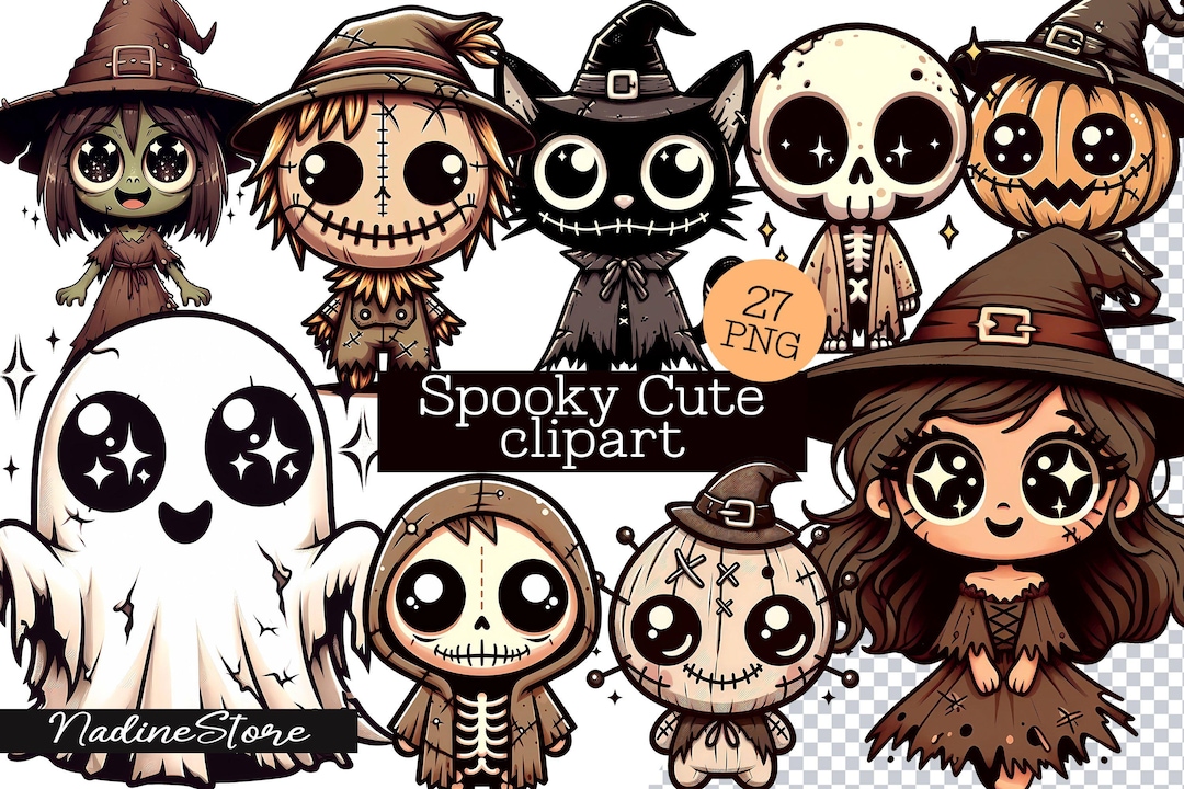 Cute Spooky Clipart Bundle | Halloween Characters PNG | Sublimation ...