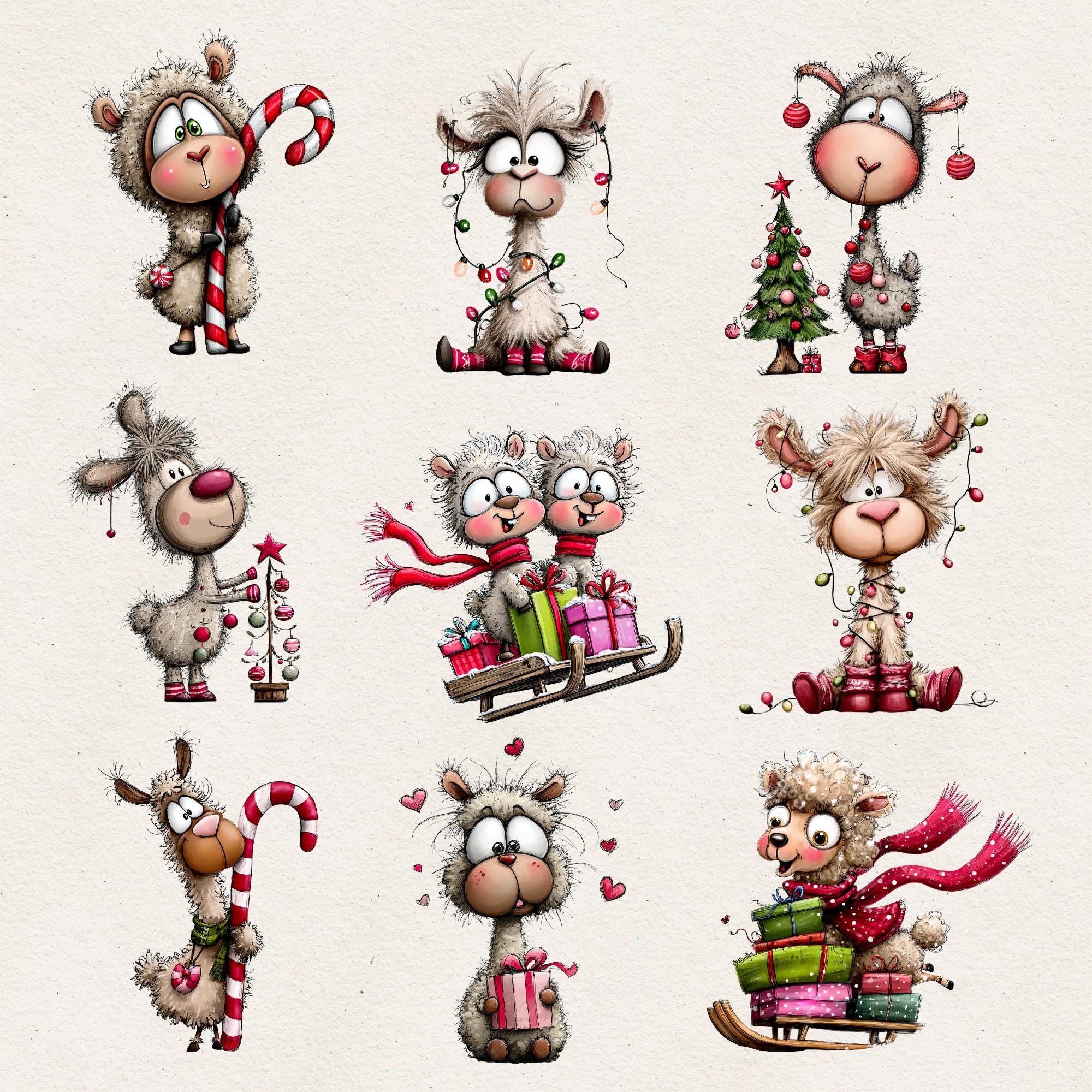 Christmas Llama Clipart Bundle | Holiday PNG Illustration Set - Etsy