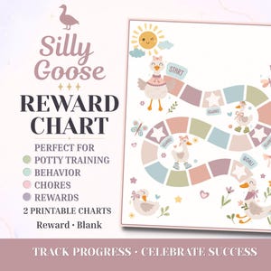 Reward Chart Silly Goose Theme | Flower Heart Behavior Chart | Editable Kids Reward Tracker | Toddler Chore Chart | Reading Log