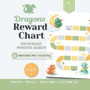 Reward Chart Dragon Theme | Dragon Fairytale Behavior Chart | Editable Kids Reward Tracker | Toddler Chore Chart | Reading Log
