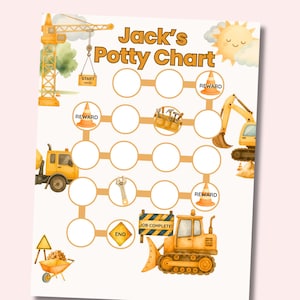 Potty Training Chart Construction Site Reward Chart | Kids Sticker Sheet Tracker (Instant Download PDF)
