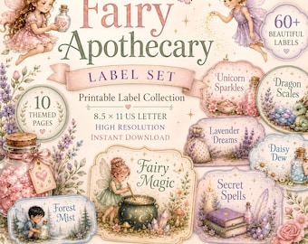 Fairy Apothecary Labels Printable | 60+ Fairy Potion Bottle Labels | Fairy Jar Labels | Magical Potion Labels | Fairy Party Decor