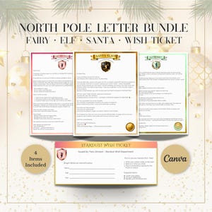 Paquete de cartas de deseos navideños / Cartas de hadas, elfos y Papá Noel / Billete mágico de deseos del Polo Norte
